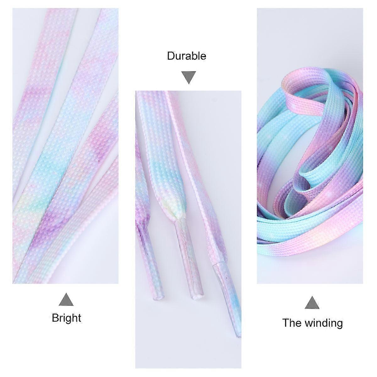 Colourful Shoe Laces Kids Multi Purpose Tie Dye Gradient Polyester Shoelace Light 2Pair