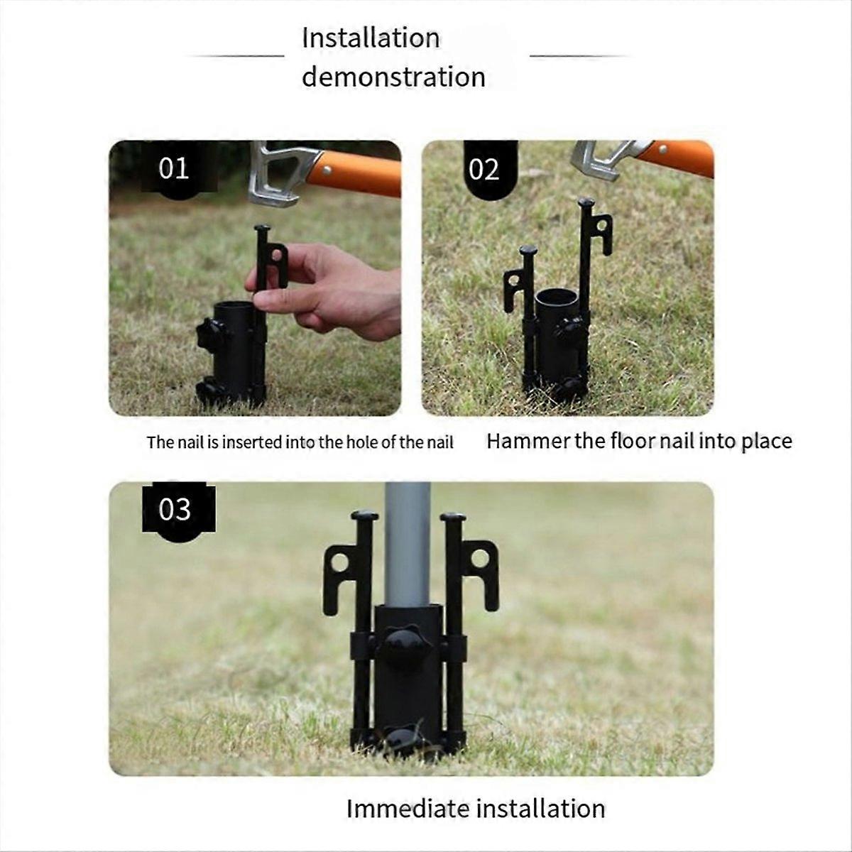 Awning Canopy Pole Fixed Tube Ground Bracket Windproof Adjustable Tent Support Pole