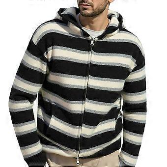 Herenhoodie, gebreide trui, vest met volledige ritssluiting en fleecevoering, casual vest met normale pasvorm.