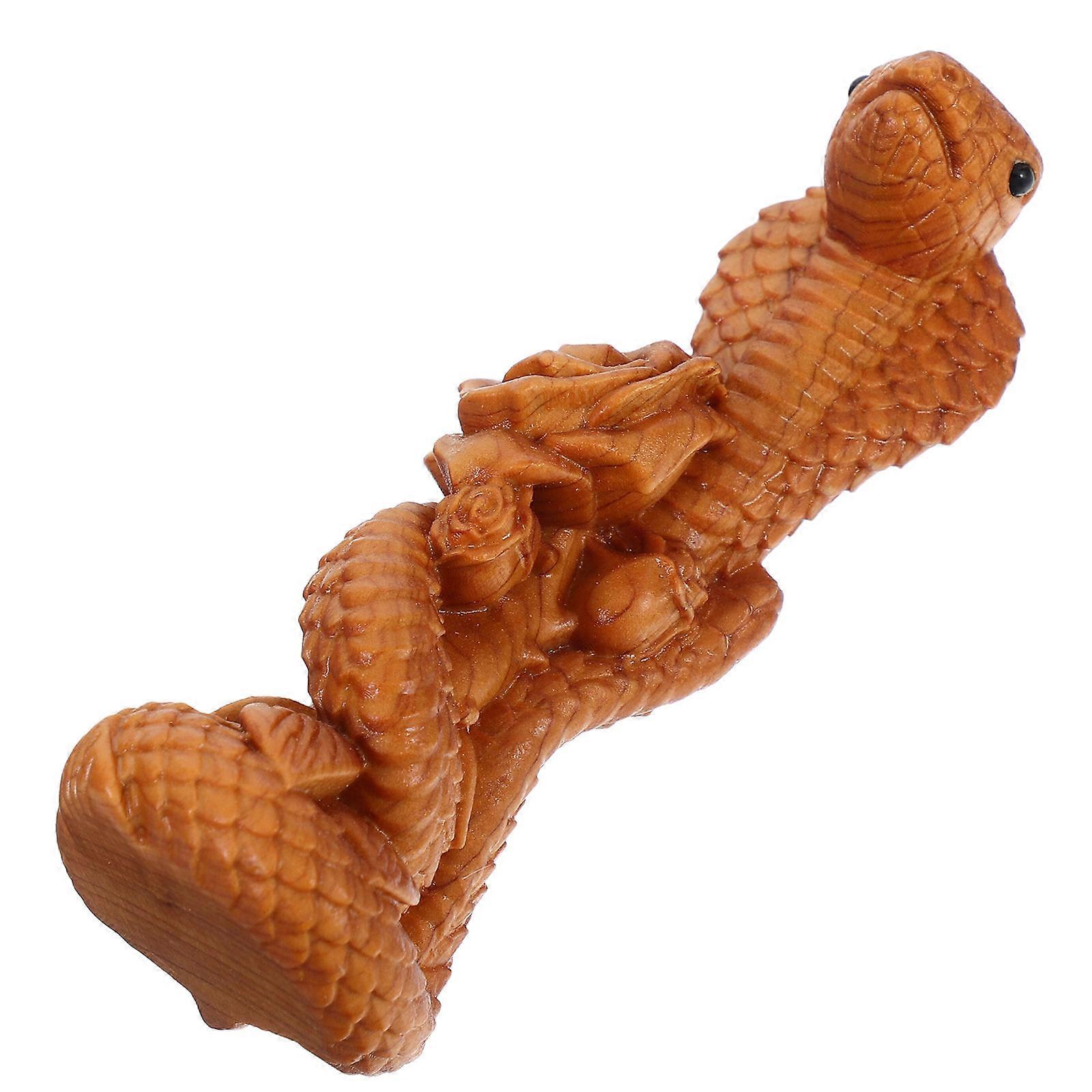Liten Trä Orm Staty Handskuret Trä Orm Skulptur Ormens År Dekorera Träsnideri Orm Trä Orm Figur