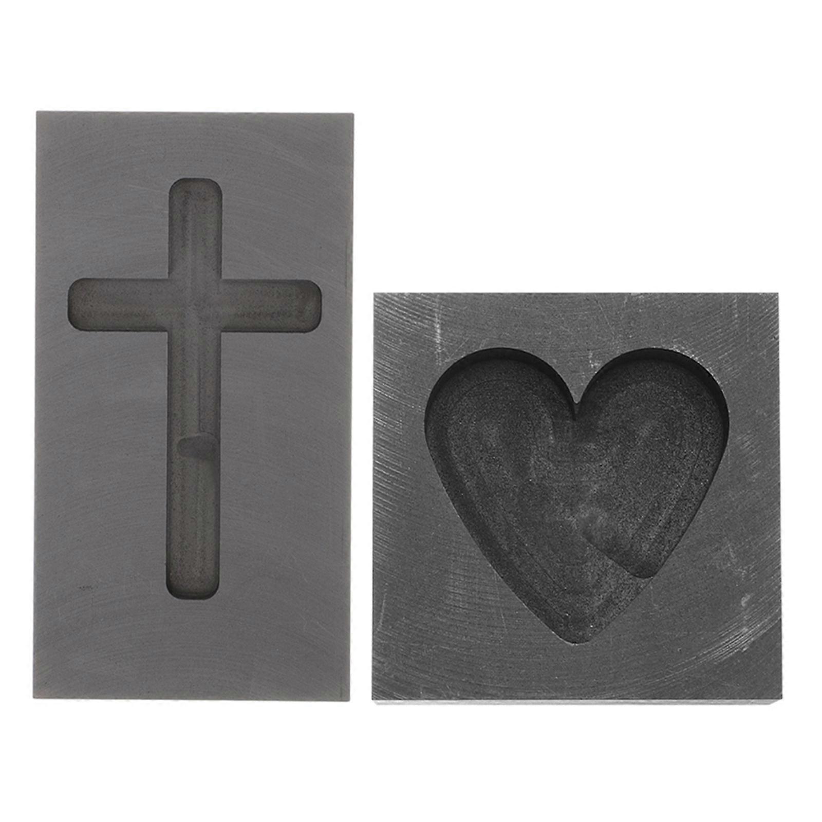 Heart Graphite Mold for Ingot Casting 2Pcs Black Durable Molds