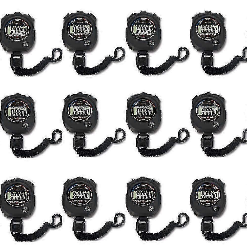 12 Pack Multi-Function Electronic Digital Sport Stopwatch Timer, Large Display with Date Time and Alarm