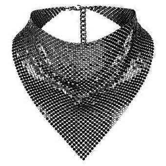 Modieuze bandana's en sjaals voor dames en heren, unisex, metallic neksjaals, glinsterende halsdoek, nachtclubsjaal, feestaccessoires, zilverkleurig