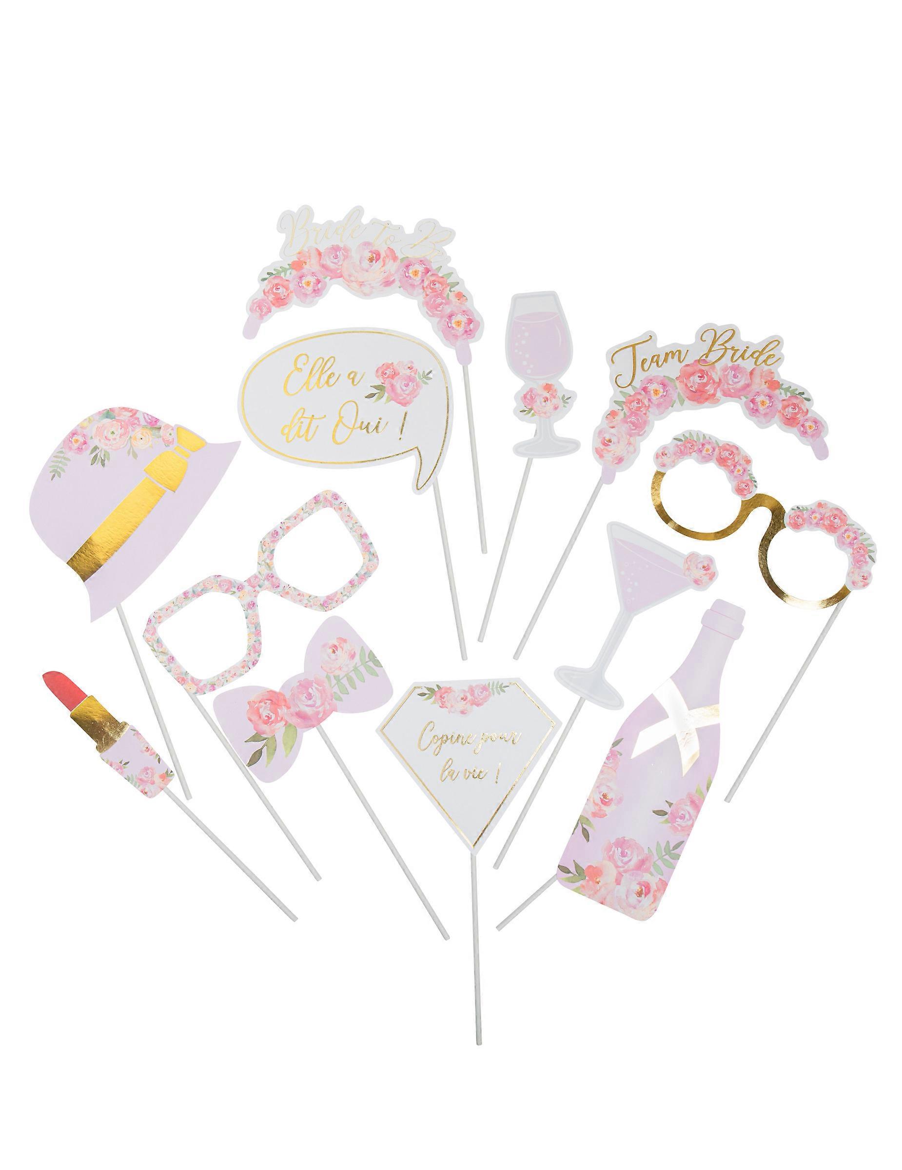 Photobooth kit 12 accessories EVJF Fleuri