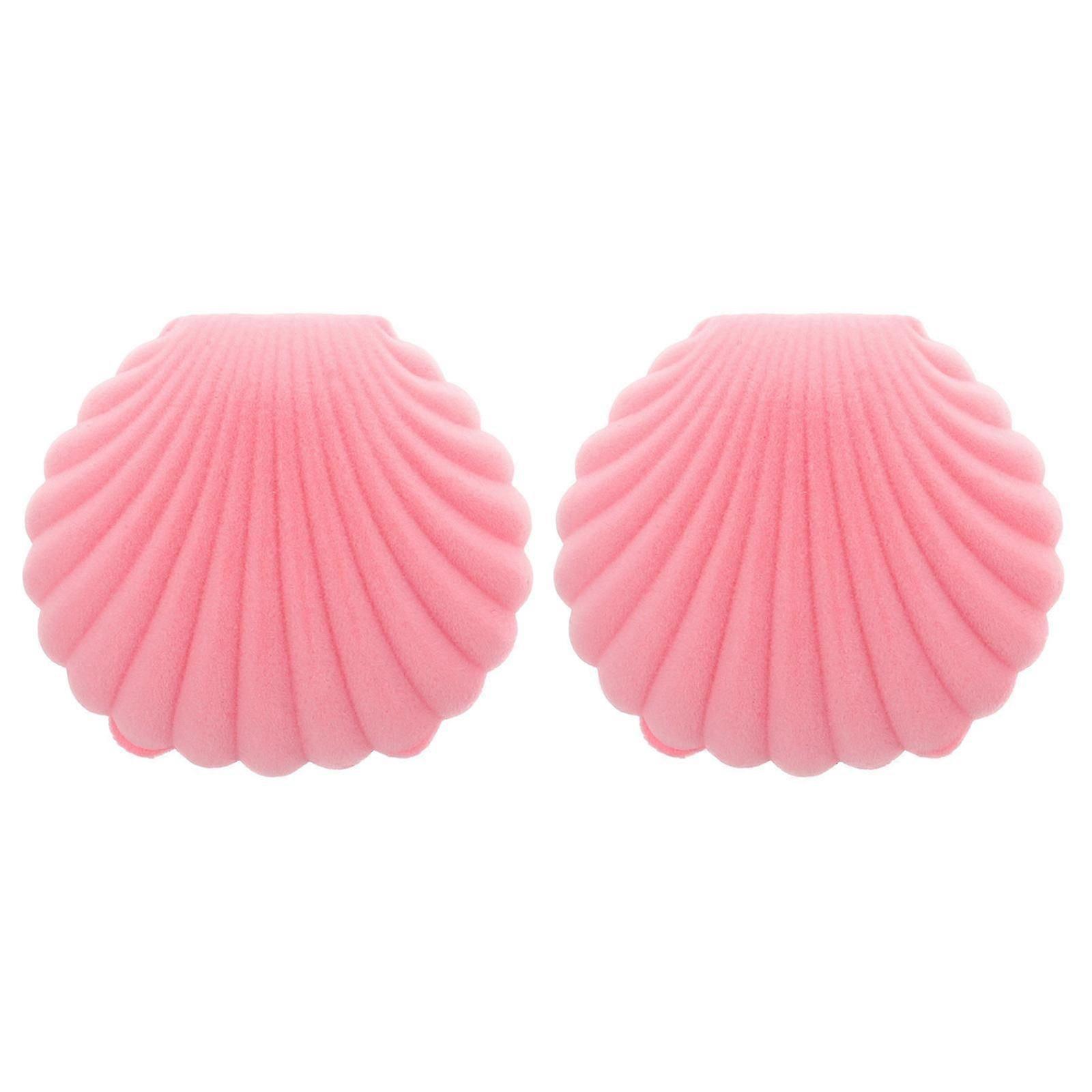 Creative Shell Jewelry Storage Box for Storage 2Pcs Pink Flocking Packaging