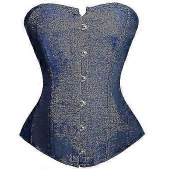 Women Cowboy Corset Top Sexy Slim Brocade Denim Body Shaper Strapless Overbust Plus Size Corset And Bustier Gothic