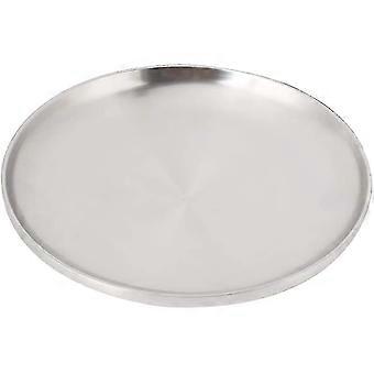 Dinner Plate, Stainless Steel Plates Metal Camping Platter Reusable Fruit Tray For Toddler For Adults Eating Camping Picnic Outdoor Snack And Bbq 9.8i