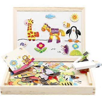 Holz Pädagogische Spielzeug Magnetische Kunst Staffelei Tiere Holzpuzzles Spiele für Kinder