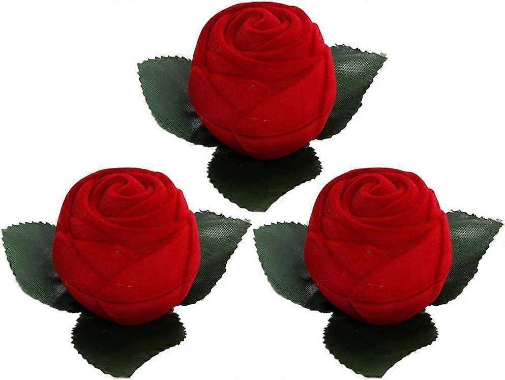 Heytea 3 Pcs Rose Ring Box Wedding Ceremony Ring Box Propsosal Engagement Ring Case (Medium)