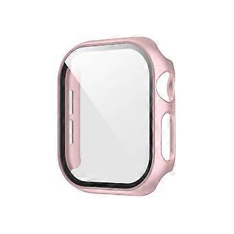 For Apple Watch Series 11 / 10 42mm Plastic PC Smart Watch Case + Protective Tempered Glass Rose Gold