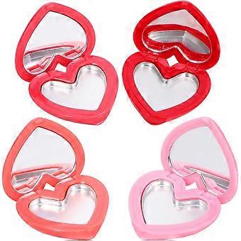 4Pcs Portable Makeup Palette with Cute Heart Shape Mini Shadow Box Empty Refillable Single Cell Eyeshadow Palette Lipstick Cosmetics Case