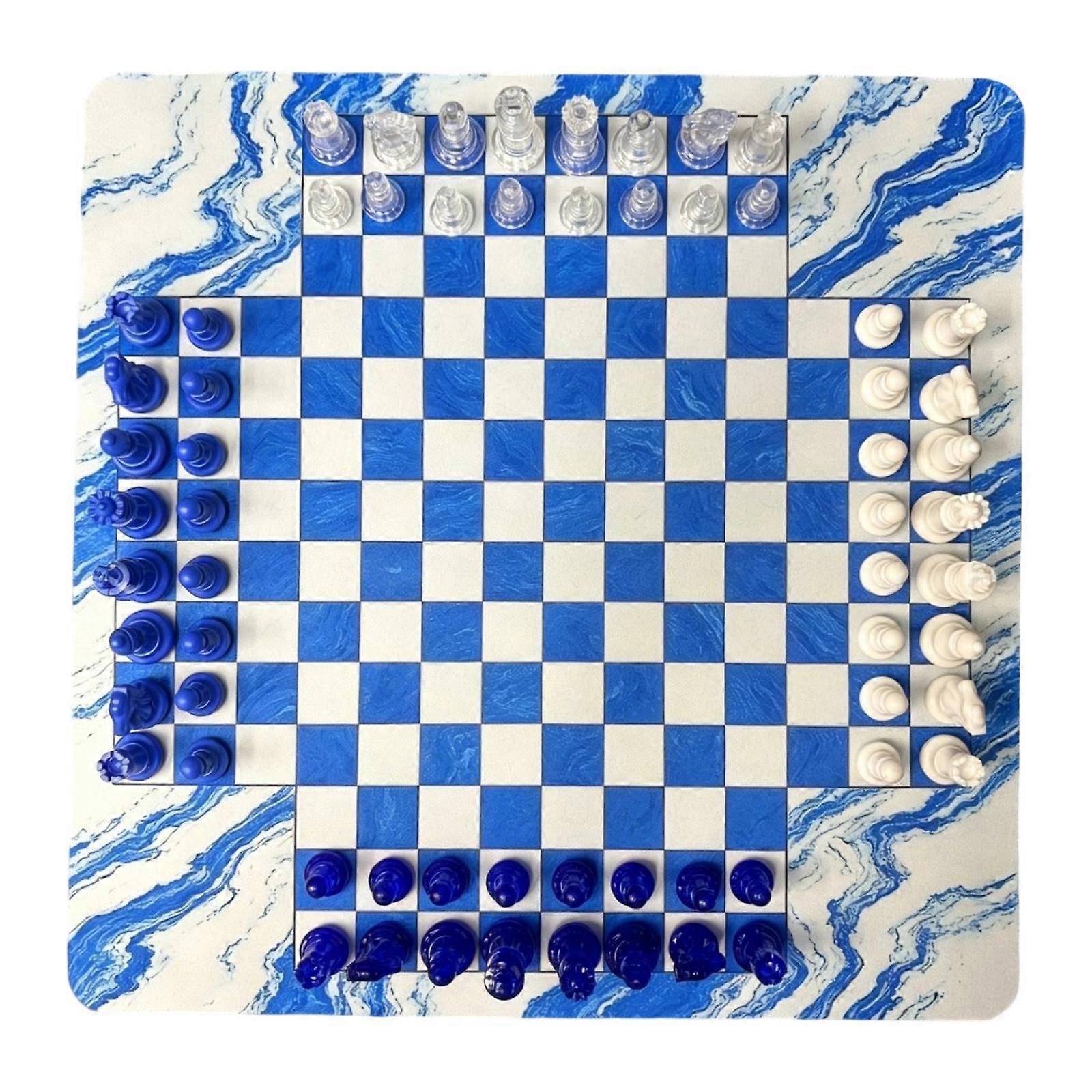 Four Player Chess Set Acrylic Pieces Portable Multiplayer Combination Group