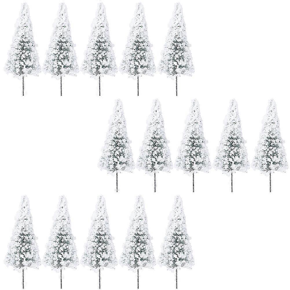 White Artificial Cedar Tree Model Snow Cedar Model Tree for Decor 15Pcs