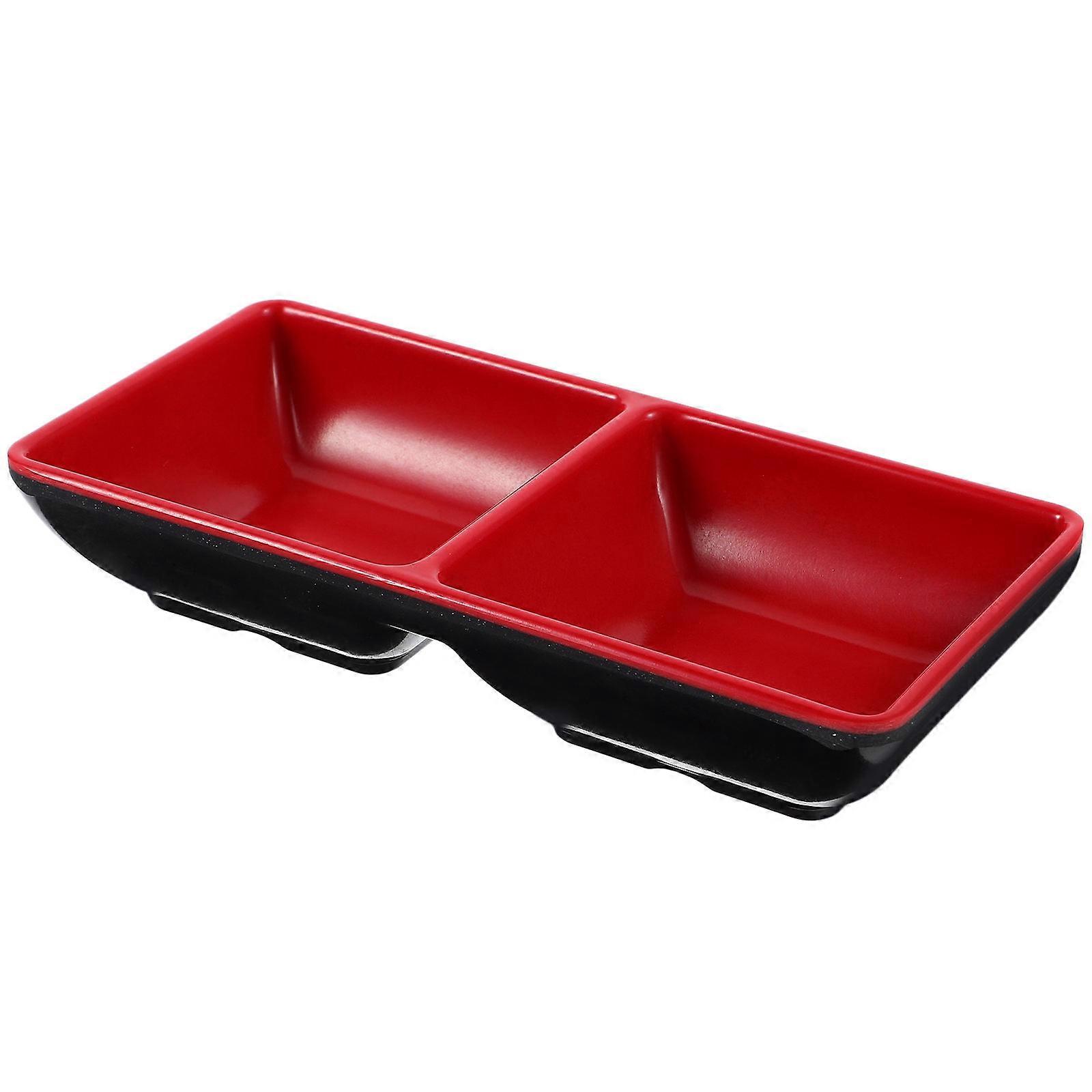 Sauce Dish for Dipping Use Red Rectangular Tray 2-Compartment