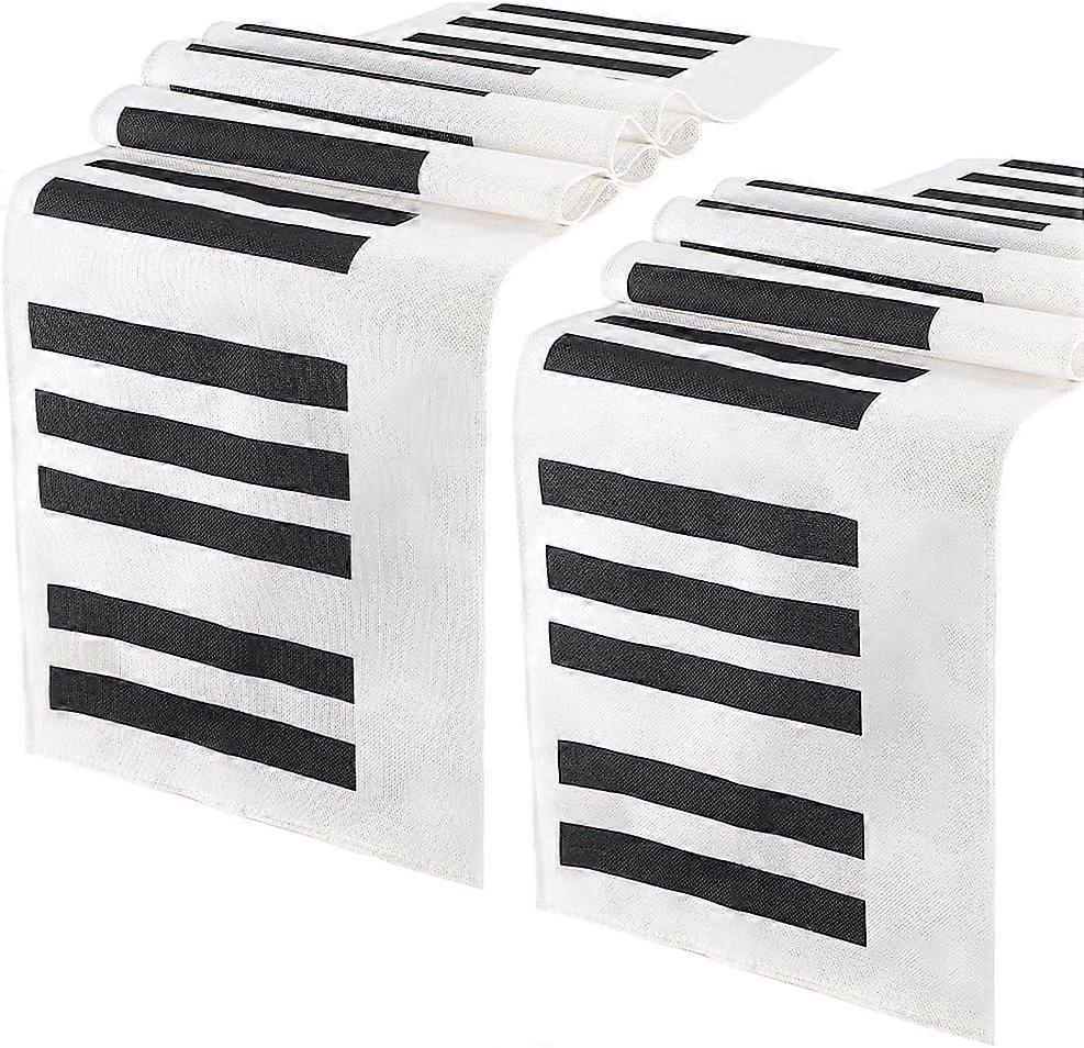 2Pcs Polyester Table Runner for Dining Table Rectangle with Piano White 1810x330x1mm