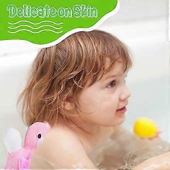 Kids Bath Gloves, 4pcs Shower Gloves Loofah for Kids Exfoliating BathGloves Gentle Exfoliating Mitts Kids Bath Toys Wash Gloves