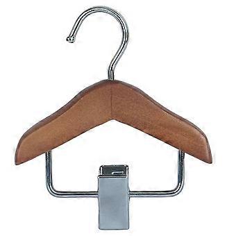 Wood Pet Clothes Hanger with Non Slip Metal Clip for Small Pets