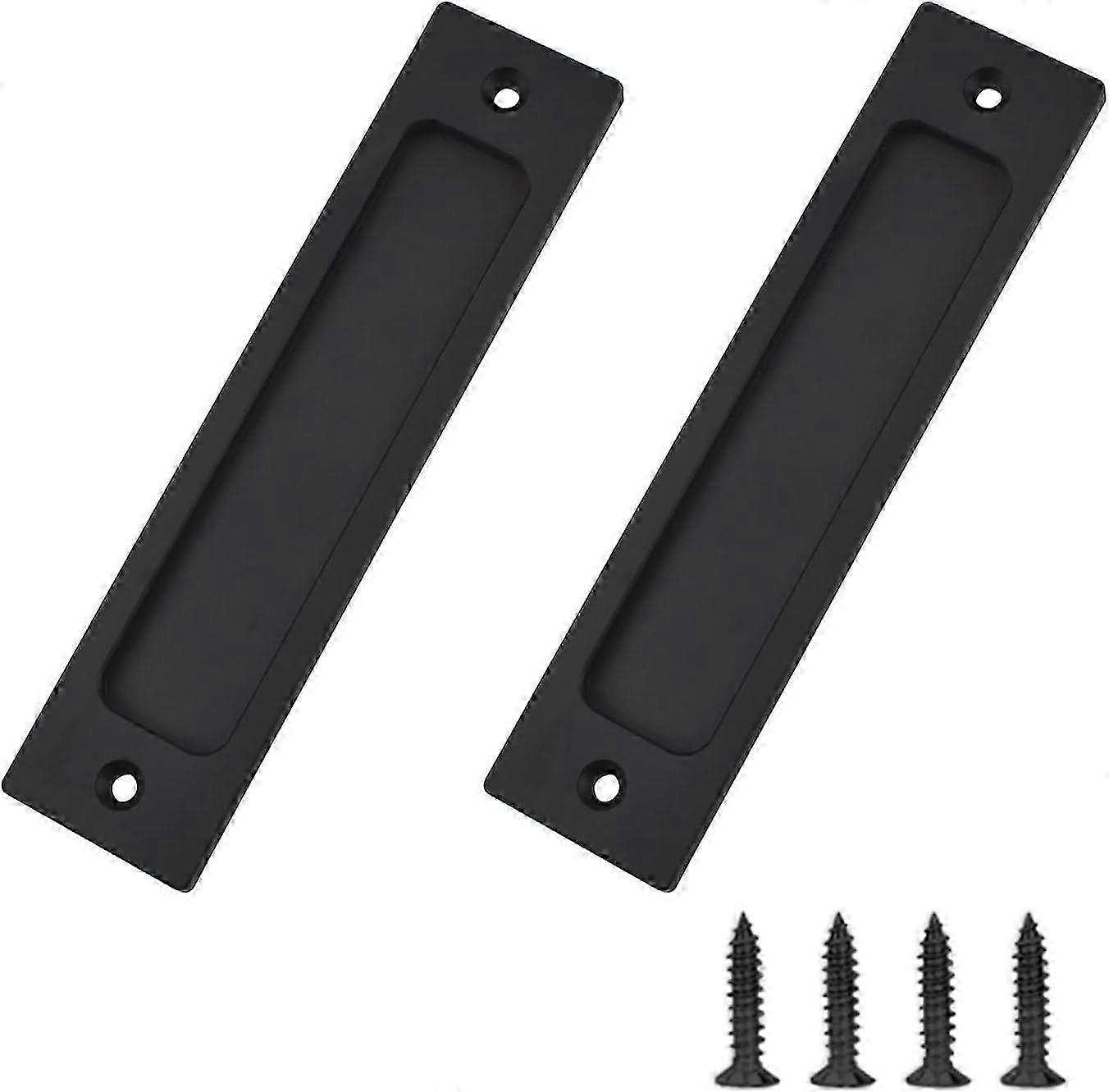 Rectangular Aluminum Flush-Mount Sliding Door Handle with Mounting Screws