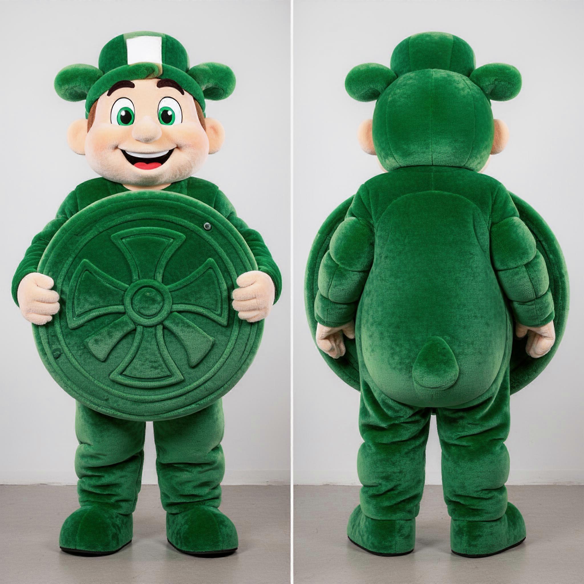 MASTICOT Emerald Green Plush Celtic Shield Mascot