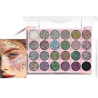 24 Colors Halloween Body Glitter Gel Palette, Holographic Glitter Face | for Hair Eye Nail, Mermaid Chunky Sequins Eyeshadow Palette Makeup for Rave O