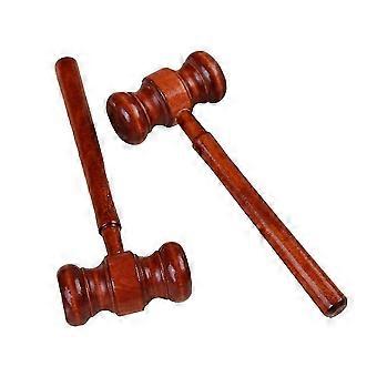 2 Pack Wooden Judge Hammer Toy for Kids Role Play, Solid Wood Educational Toy for Hand-Eye Coordination and Motor Skills, Brown, Approx 17cm