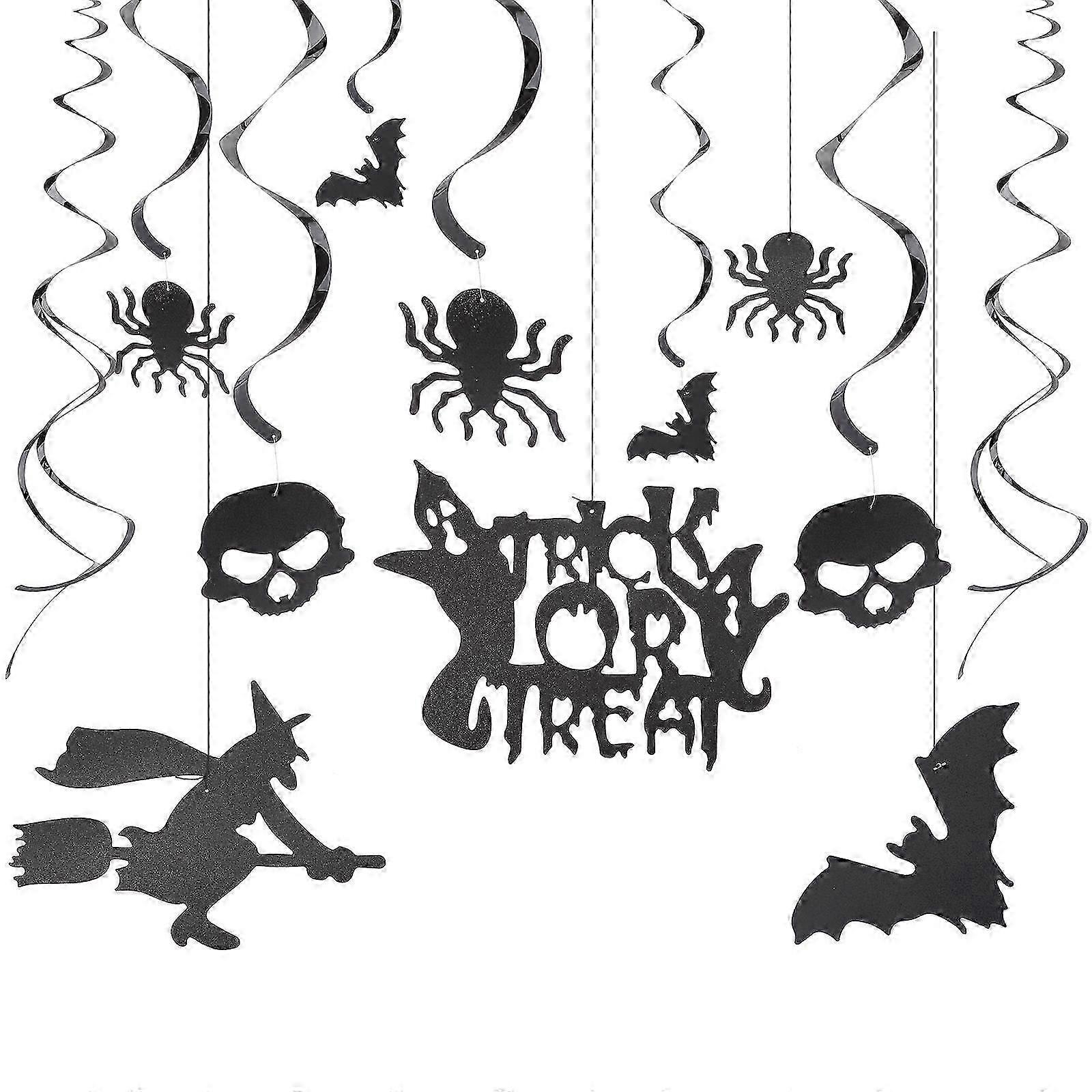 3Sets Halloween Hanging Swirl Streamers Spider Bat Pattern