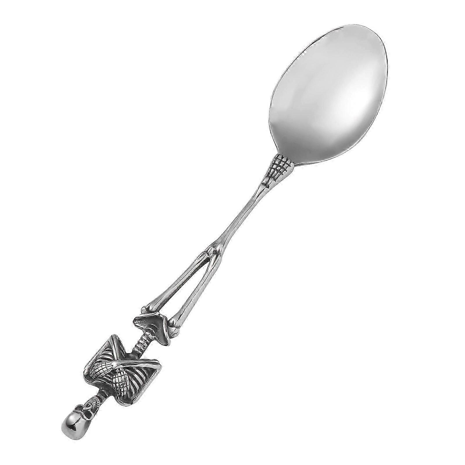 Silver Skeleton Spoon Cutlery for Halloween Tableware 2Pcs Set