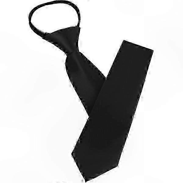 Black Adjustable Zipper Tie compatible with Men, Pre-tied with Slide Functionality