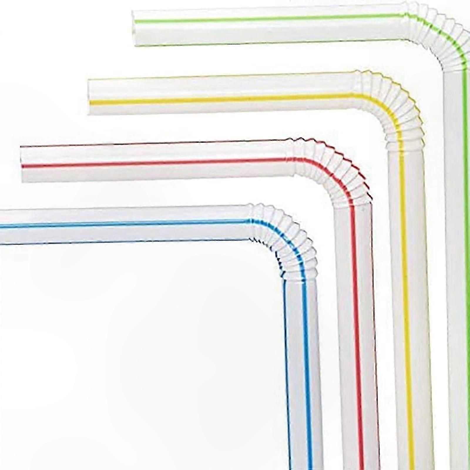 Multi-Colored Plastic Straws, 8 Inch Bendable Drinking Straws, 500 Count