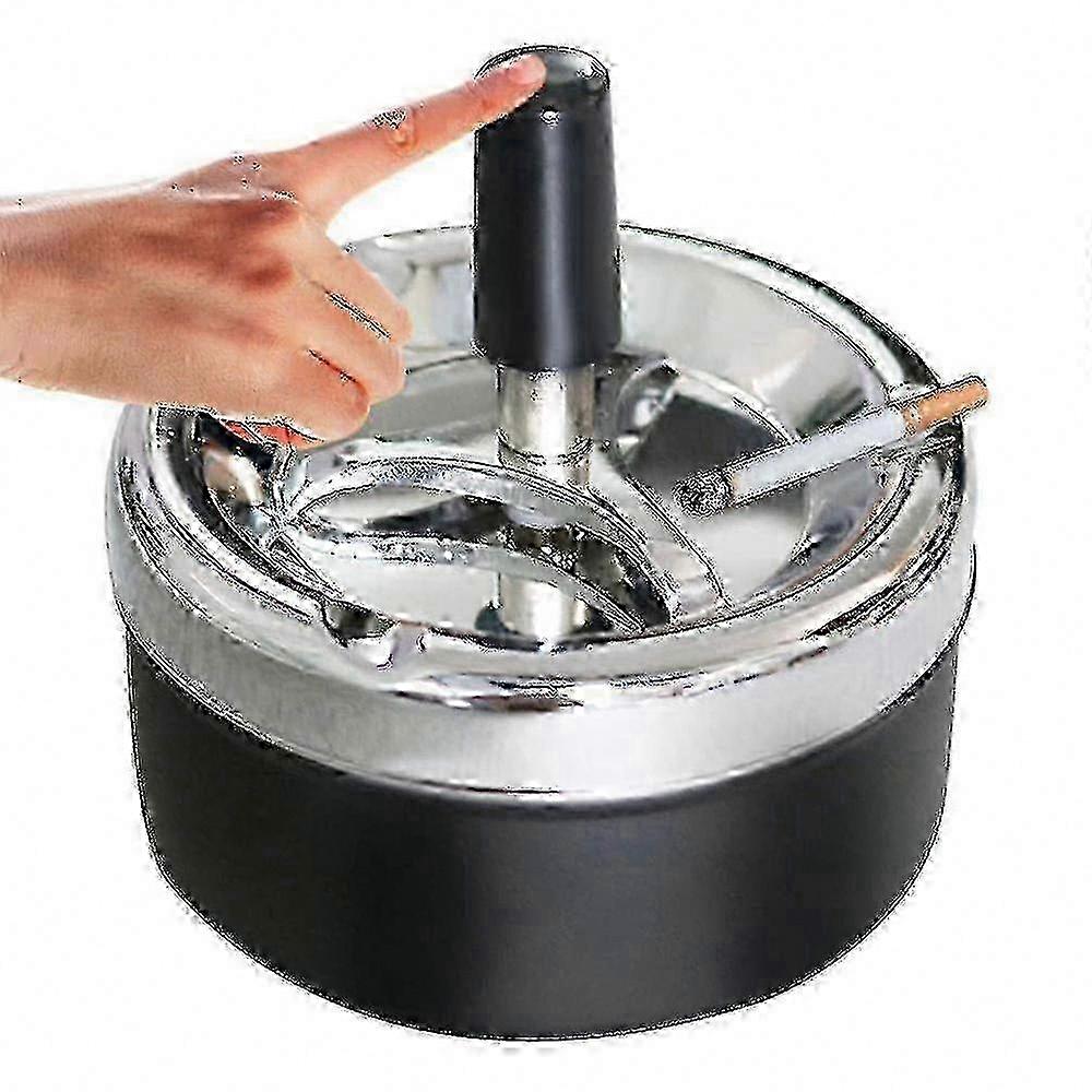 Windproof Extra Large Chrome Spinning Ashtray | Ashless Design