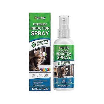 Spray do użytku wewnętrznego dla kotów, o zapachu mięty pieprzowej, 100% naturalny, delikatna formuła. Łagodzi stres, zwiększa energię, odświeża zabawki, zmniejsza drapanie. Pojemność: 80 ml / 2,71 fl.oz. M_msc.
