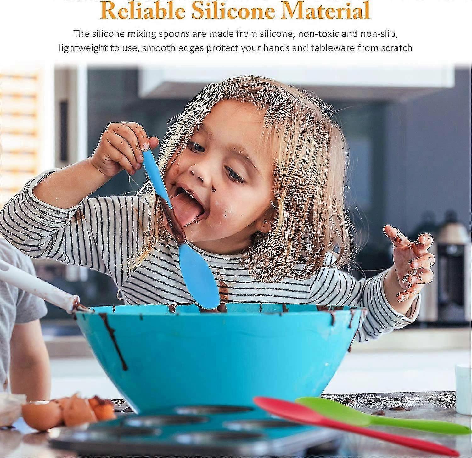 2pcs Heat-Resistant Silicone Mixing Spoons