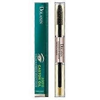 Dual Ended Castor Oil Eyelash and Eyebrow Serum, Precision Lash Care Liquid with Spiral Brush for Fuller Looking Brows and Daily Grooming