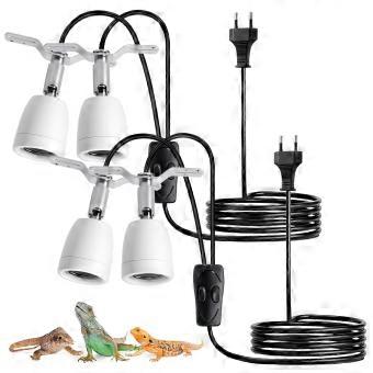 2 stykker keramiske lampefatninger med 1,5 meter kabel og afbryder, varmebestandige op til 180 °C, til brug til reptiler.