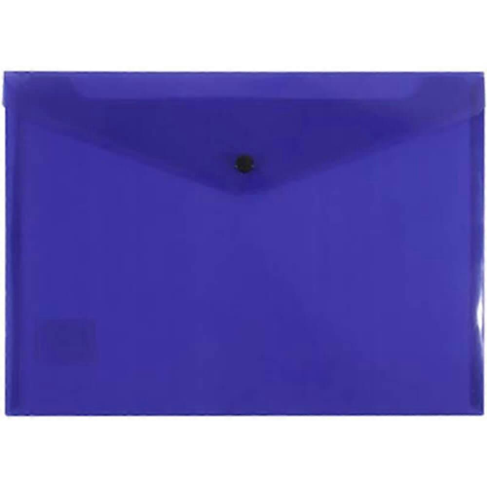 PURPLE Bantex Secure Button Closure Document Folder A4 Bright Translucent Colour