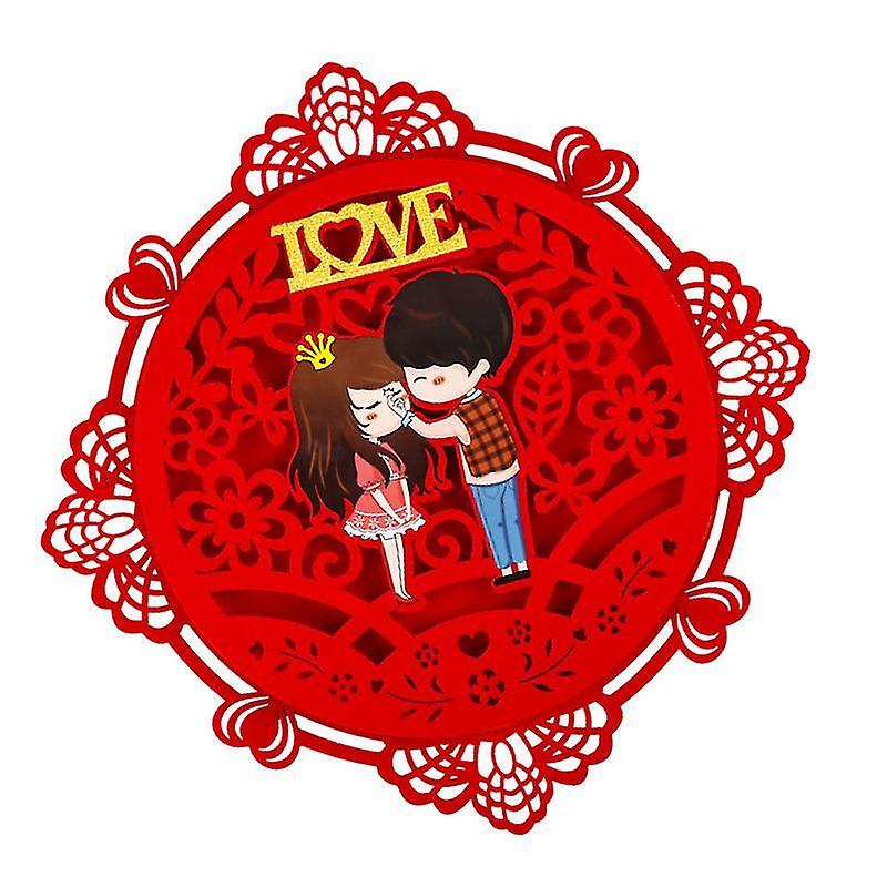 36X36cm Red Wallpaper 1pc Matrimonial Home Decoration Non-woven Wall Poster Wedding Supplies (red)