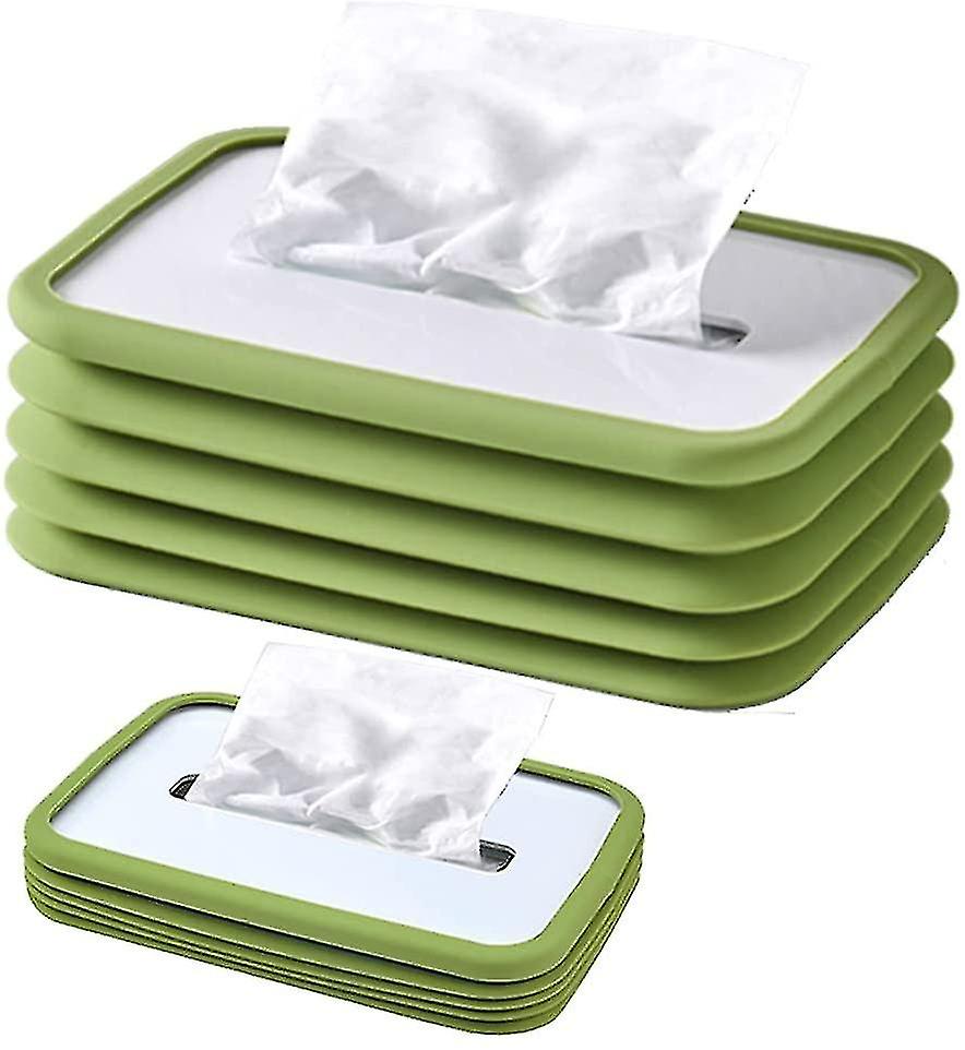 Modern Tissue Box Cover Square, Tissue Box Holder Rectangular, Silicon Tissue Holder - Green