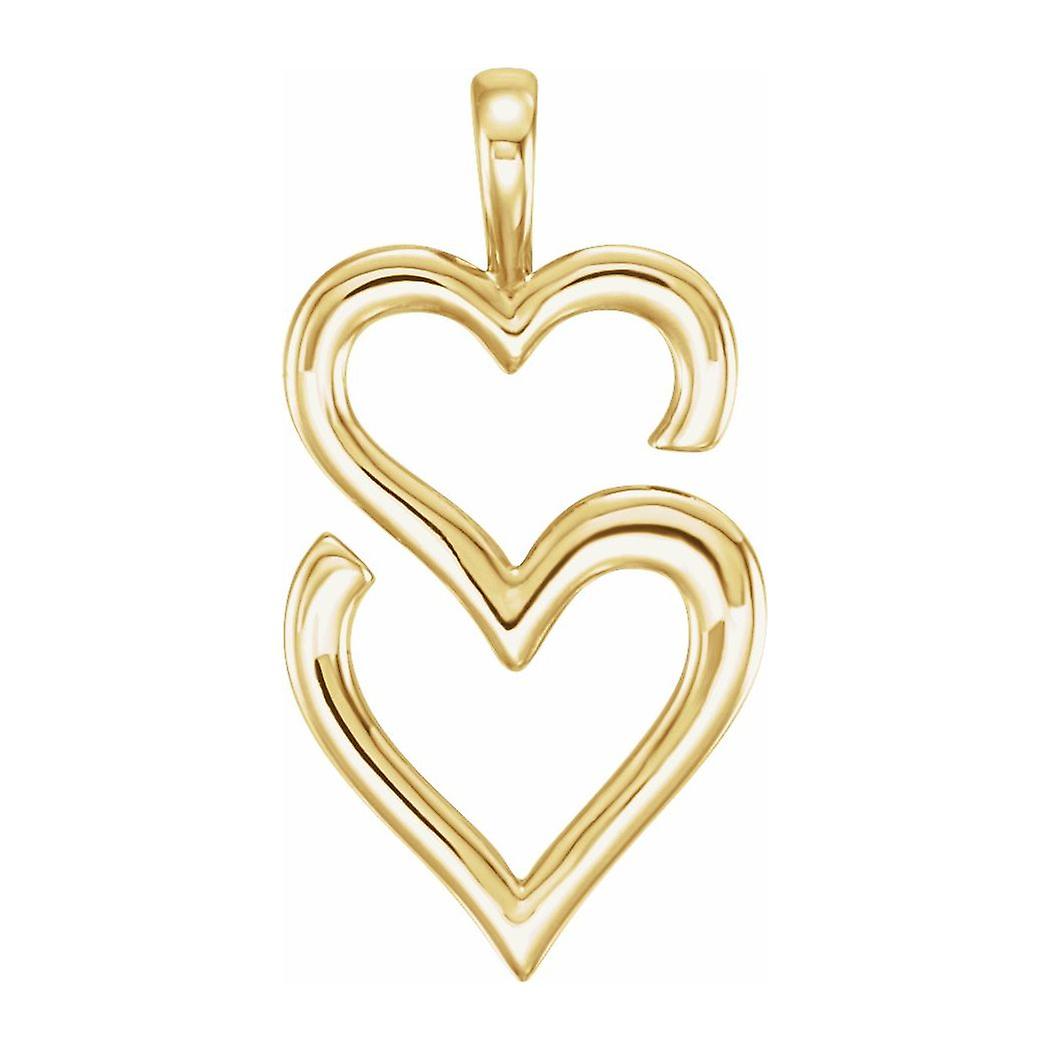 14Kイエローゴールドダブルラブハートペンダントネックレス-女性用ペンダント - 2.5グラム