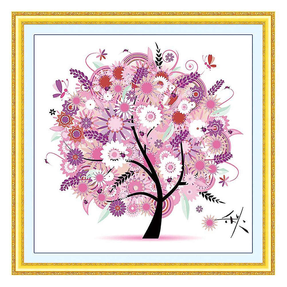 Bricolage Fait Main Broderie Broderie Point De Croix Ensemble Arbre Coloré Motif Point De Croix Décoration De La Maison (Automne)