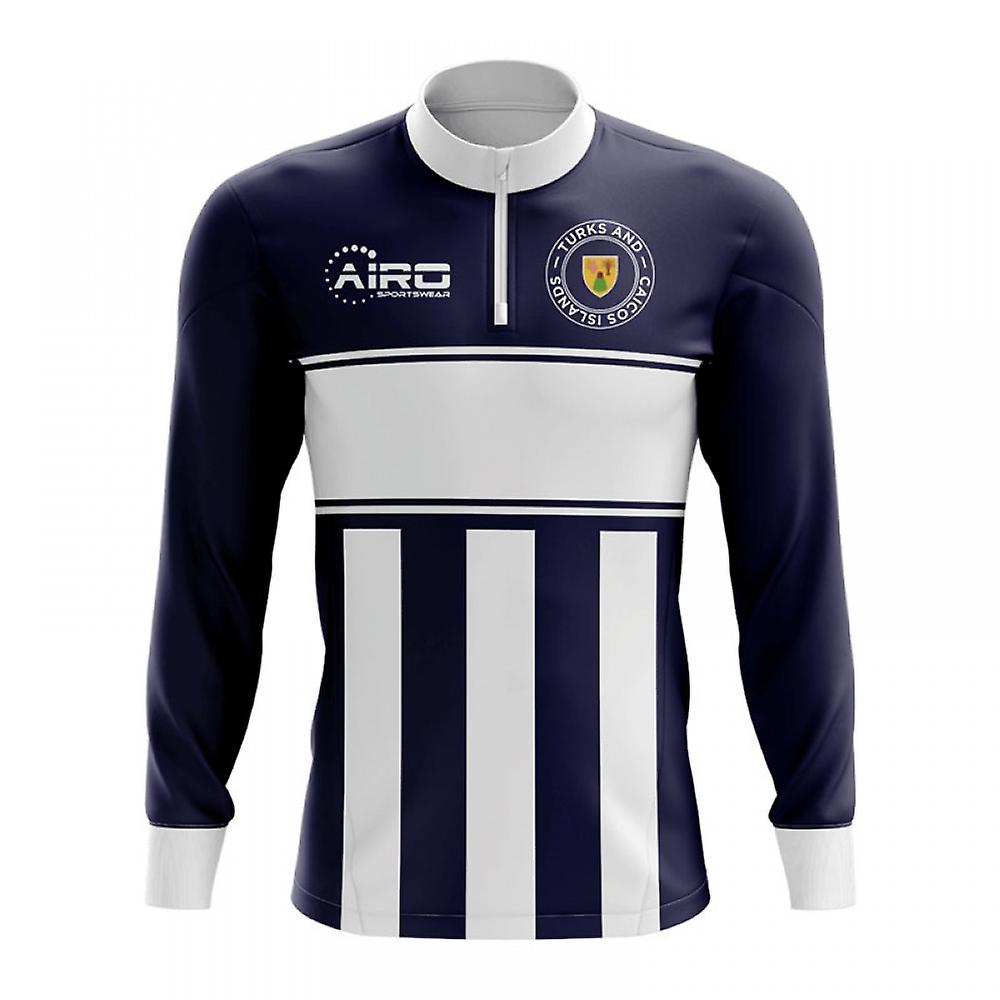 Turks and Caicos Islands Concept Football Half Zip Midlayer Top (Navy-White)