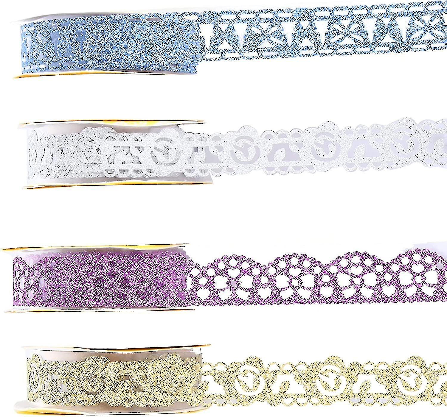 4 مجلدات من الدانتيل فلاش حزام اللون ورقة الغراء الديكور الشريط الحرف اليدوية