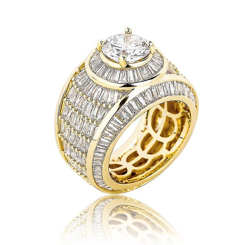 أزياء الرغيف الفرنسي الكتلة تشيكوسلوفاكيا خاتم الرجال النساء عالية الجودة الذهب الأبيض AAA الزركون بلينغ خواتم الهيب هوب المجوهرات الفاخرة الحجم 7-11