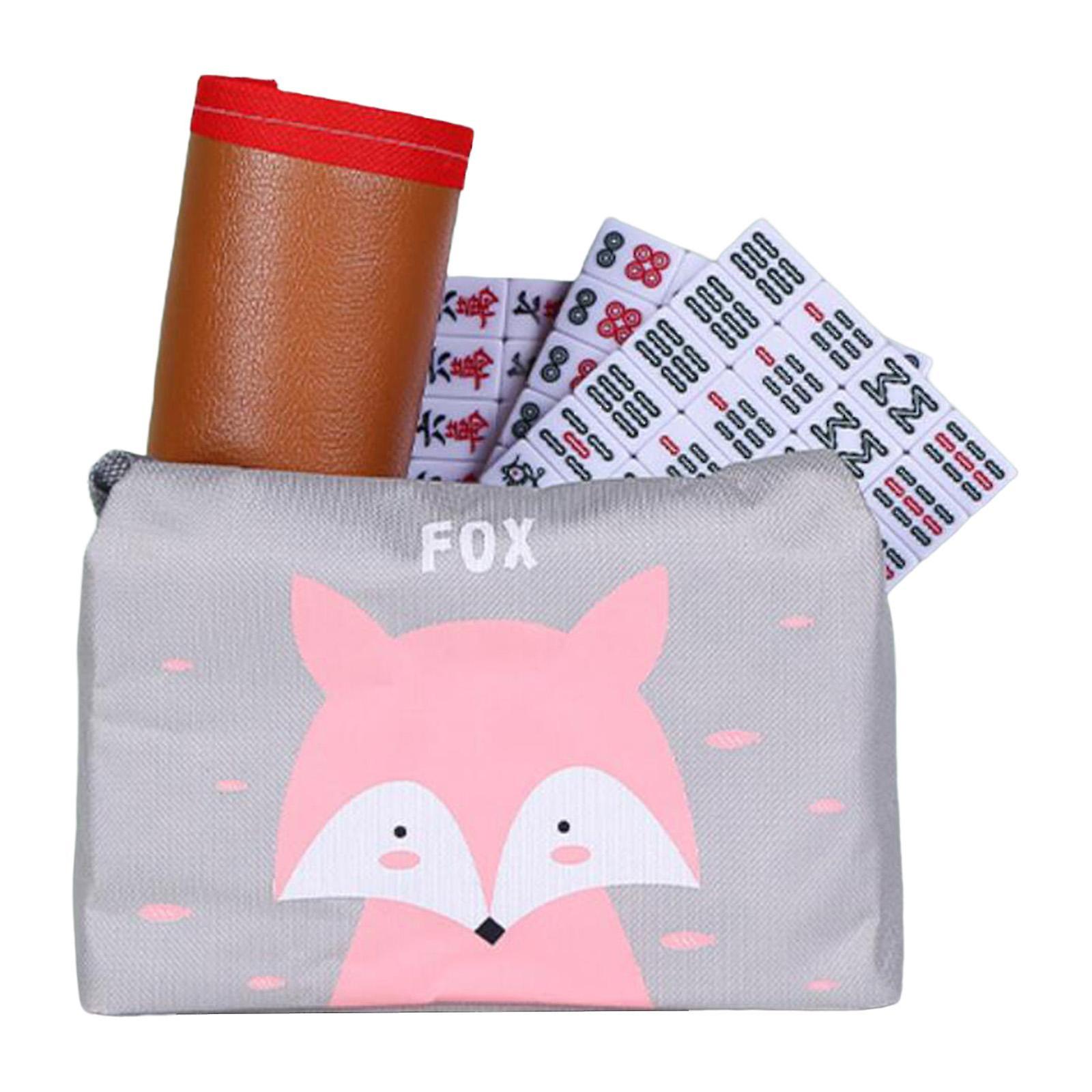 Mini Mah Jong Game Set Tiles Game Traditional Mahjong Set for Home Party Beige