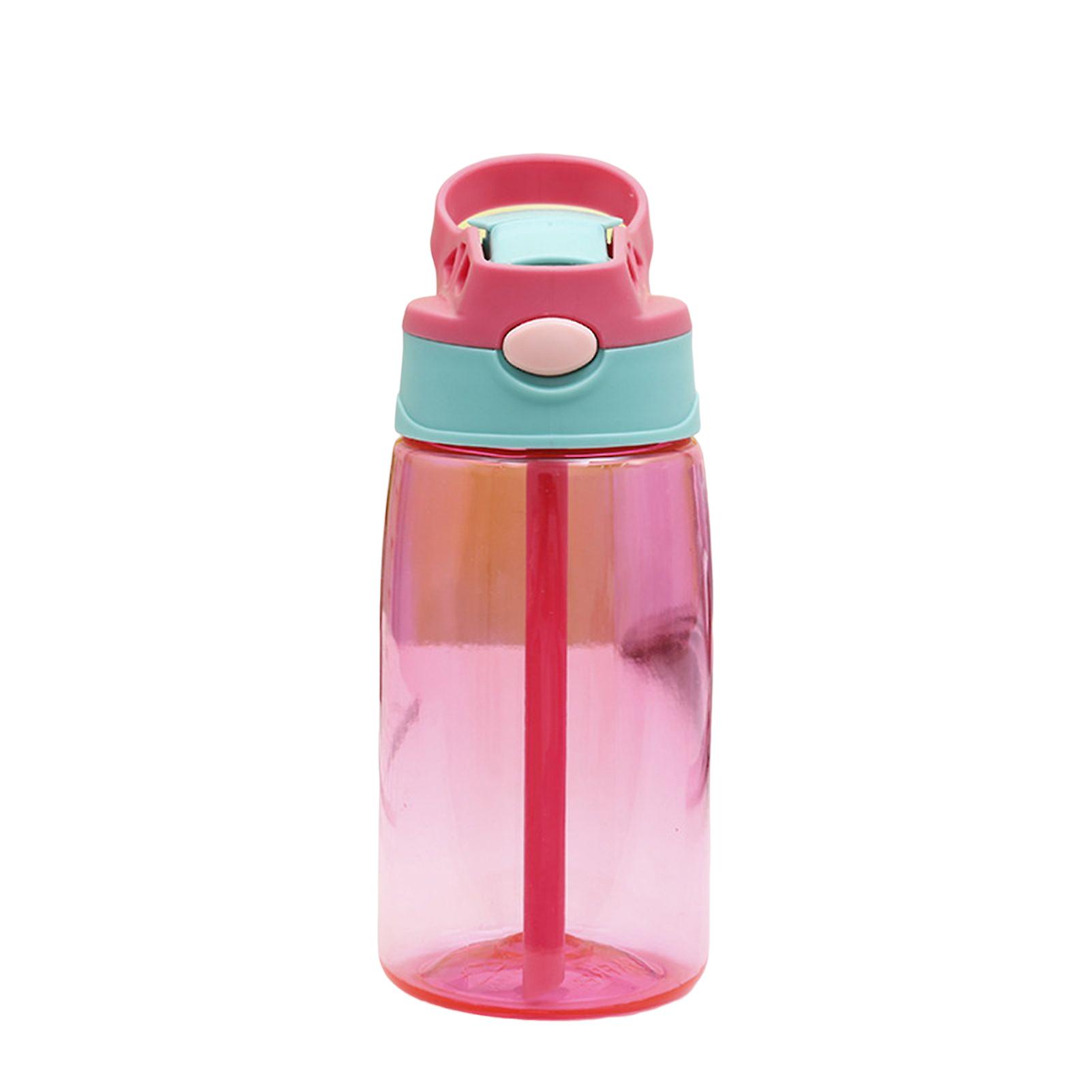 480ml Plastic Water Bottle With Flexible Handle One Button Open Straw Bottle Birthday Gift For Boys And Girls