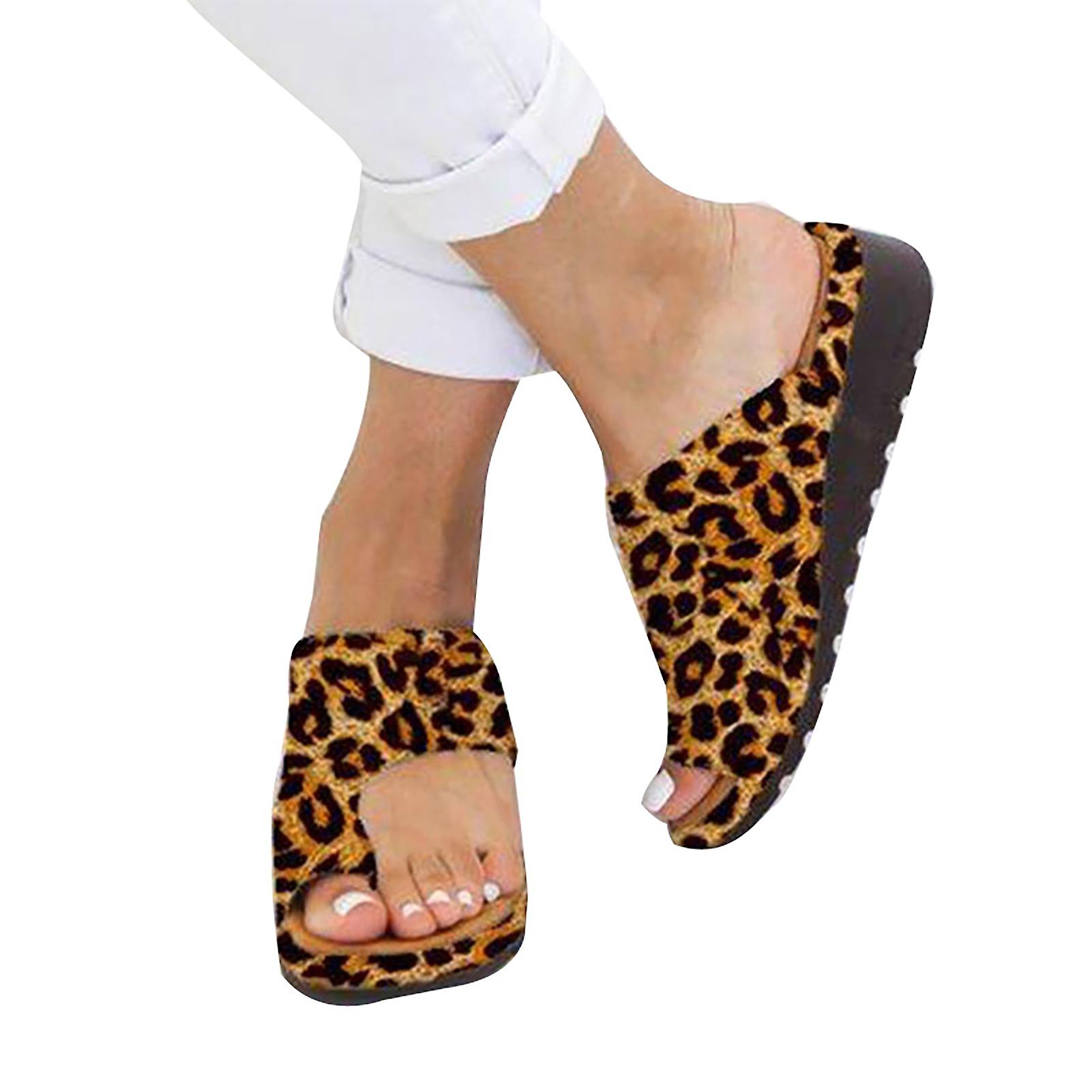 Womens Open Toe Slip On Sandals Wear-resistant Shoes With Thick Soles For Summer Boho Dress Beach