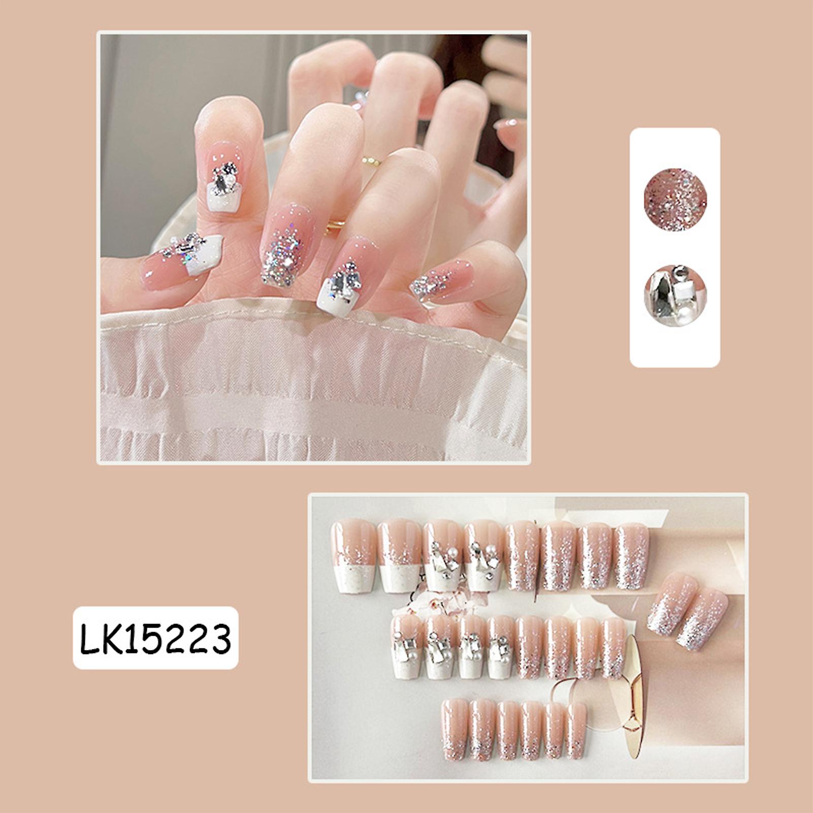 Shiny Diamond Medium False Nails No Irritating Smell Higher Gloss Nails