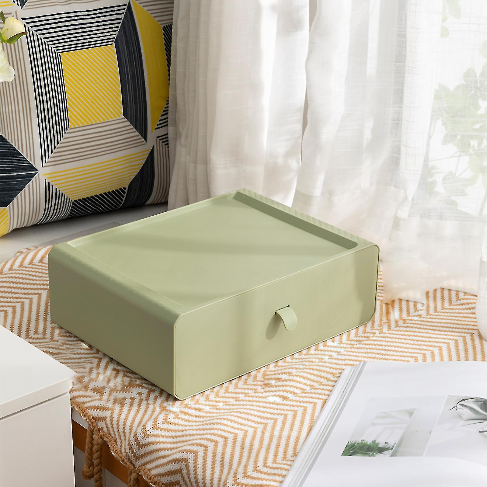 Green 15-Grid Stackable Plastic Underwear Organizer with Dustproof Lid