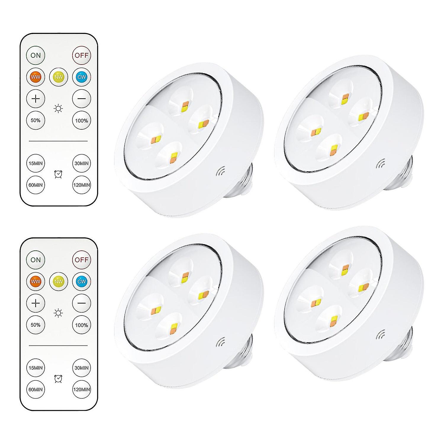 Battery Operated Light Bulbs With Remote, Battery Powered Led Puck Lights With E26 Screw In, Aa Batt