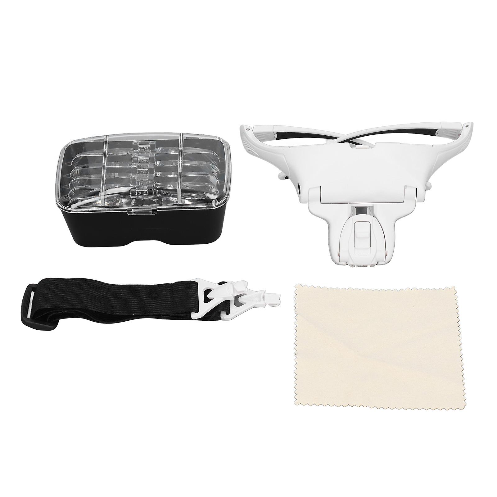 LED Head Magnifier with Detachable Lenses 1.0X 1.5X 2.0X 2.5X 3.5X Cold Warm Light Adjustment Ergonomic Headband Magnifier
