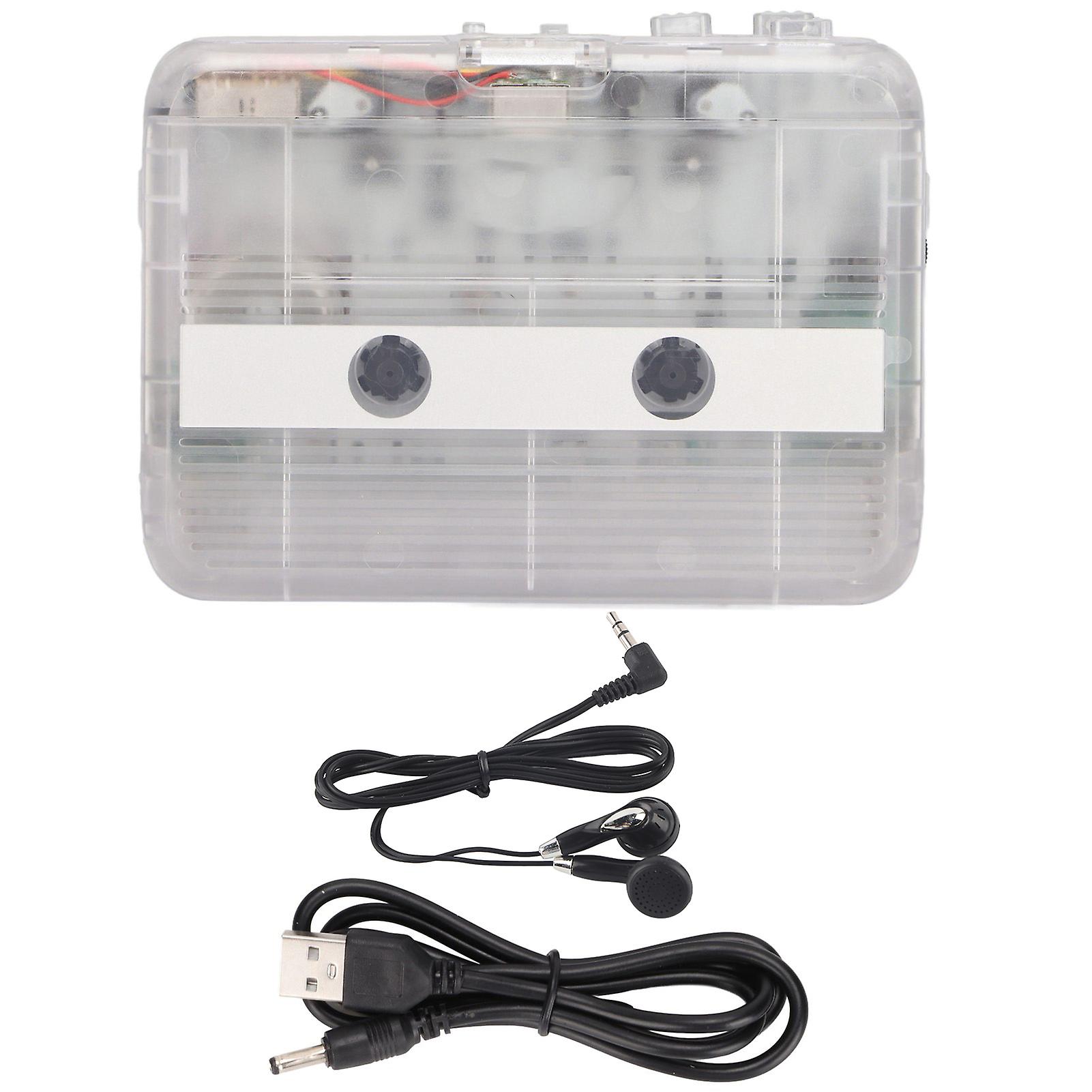 TON007B Portable Cassette Player, Mini Bluetooth Stereo Cassette Player with 3.5mm Jack for Car Speakers, Transparent